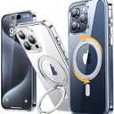 andobil for iPhone 15 Pro Max Case [360 Ring Stand] [Compatible with Magsafe] Military Drop Protection Non-Yellowing Magnetic 15 Promax Slim Thin Phone Case for Men Women - Clear, 6.7 Inches