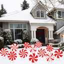 12 Pieces Christmas Peppermint Xmas Yard Stakes Hanging Ornaments - Outdoor Holiday and Christmas Hanging Porch & Tree Yard Decorations - Double Printed (Red & White)