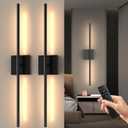 Tartek Battery Operated Wall Sconces Set of Two, Rechargeable Wall Lights with Remote Control, Dimmable 3000K-6000K LED Wall Lamp, 360Rotate, Long Wireless Sconces for Living Room, Bedroom
