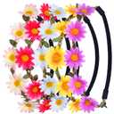 EBOOT 5 Pcs Flower Headband Women Daisy Wreath Headband Sunflower Crown Hippie Floral Headpiece for Boho Hawaiian Beach Wedding Bridal Party Decorations Photo Props (Multicolor B)