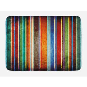 Ambesonne Stripes Bath Mat, Vertical Lines Colorful Retro Bands Damage Effects Old Fashion Weathered Display, Plush Bathroom Decor Mat with Non Slip Backing, 30.2" x 20", Orange Brown
