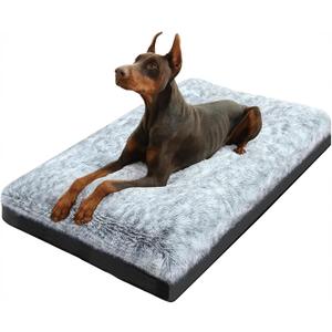 KISYYO Premium Washable Orthopedic Dog Bed 41" Extra Large Crate Mat with Non-Slip Base, Plush Support for Pets Up to 90 lbs, 41"L x 27"W x 3.5"Th,  Grey