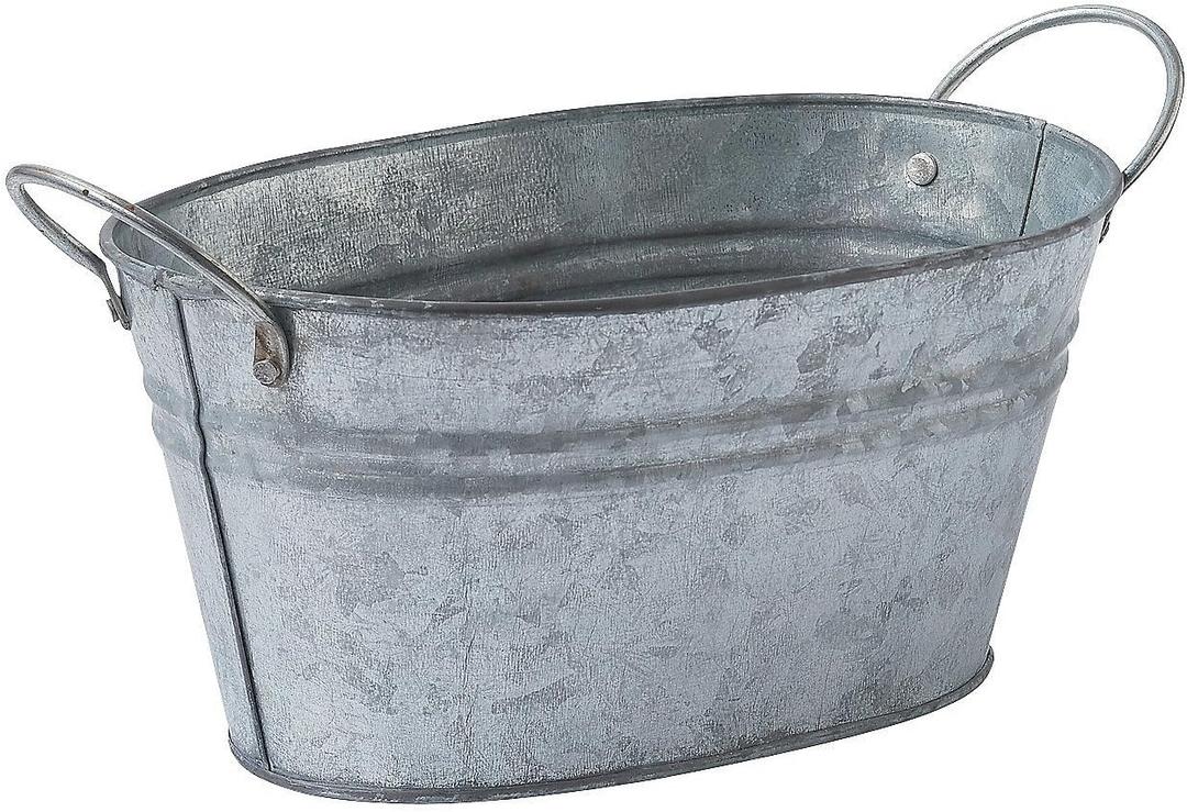 Galvanized Oval Bucket Container Centerpiece 5" x 9" - Rustic Wedding and Home Decor