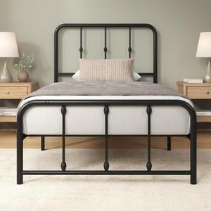 Zinus Leonardo Metal Platform Bed Frame, Victorian Spindle Style Headboard and Footboard, Heavy Duty Bed Base, Ample Underbed Space, Twin