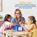ECR4Kids Cubby Storage Plastic Bin with Lids, Multipurpose Organization, Blue, 10-Piece