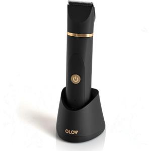 OLOV Electric Body Hair Trimmer - Groin Trimmer for Men - Bikini Trimmer Women - Wet/Dry Shaver Groomer, Replaceable Ceramic Blade Heads, USB Recharge Dock, Waterproof Hygiene Razor, Black