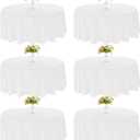 6 Pack 90 Inch Round White Polyester Tablecloth Bulk Washable Table Covers for Wedding Dining Table Buffet Parties Banquet Decor(White)