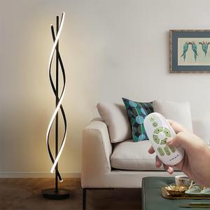 61inch Height; 60W DNA Spiral LED Floor Lights;Art Interior Decoration Home Nordic Floor Lamp Standing Lamp for Living Room Lighting ; 3Color Remote Control Dimming(Black)