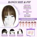 Yorda Bangs Hair Clip 100% Human Hair Clip in Bangs Fringe with Temples Wispy/French Bangs for Women Natural Looking for Daily Use (French Bangs, Medium Brown)