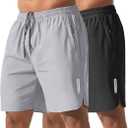 Athletic Running Shorts for Men 7" Lightweight Quick Dry Gym Shorts with Zipper Pockets for Casual, Workout, Travel,Large