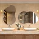 Dorlicecass Bathroom Mirror - Irregular Wall Mirrors Decorative 20"x 36" Asymmetrical Tempered Glass Frameless for Vanity, Bedroom, Living Room, Cloakroom, Entryway