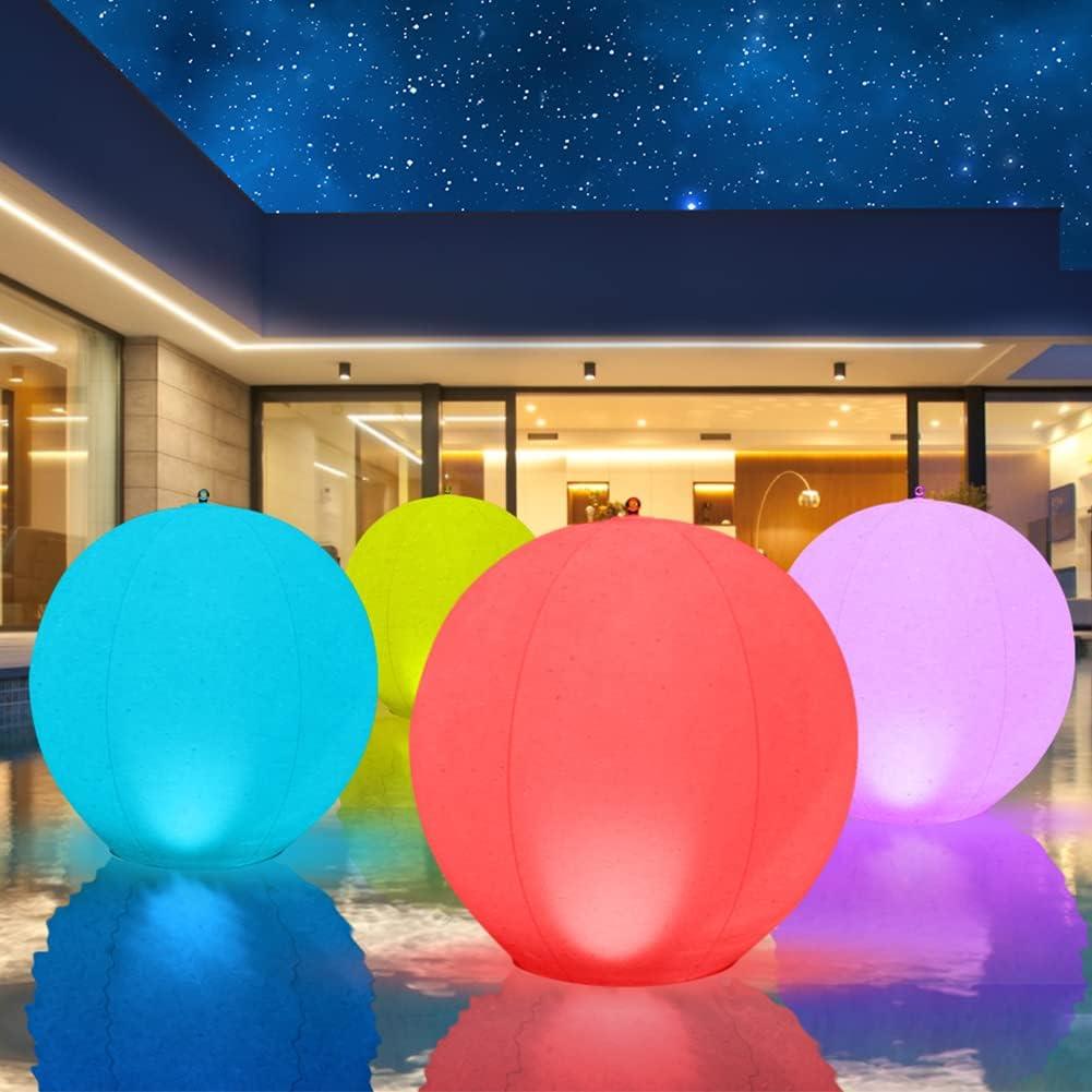 Floating Pool Lights Solar Powered,Blibly 14 inch Pool Lights that Float, Inflatable Waterproof Led Balls, Solar Floating Light for Outdoor Swimming Pond Garden Lawn Party Decor (4 Pack)
