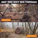 Hunting Blind 360 See Through, Pop Up Ground Blind, Deer Hunting Blind, 2-3 person