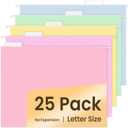 SUNEE 25 Pack Hanging File Folders, Bright Folders, Hanging File Folders Letter Size with 1/5-cut Tabs, Stay Organized for Your Home and Office Bulk File and Documents (Soft Colors)