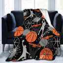 Basketball Sports Ball Cool Throw Blanket Soft Bed Bedding Warm Cozy Plush Flannel Fleece Blankets Gifts for Kids Boys Teens Men, Sofa Couch Bedroom Home Decor, 60"x50"