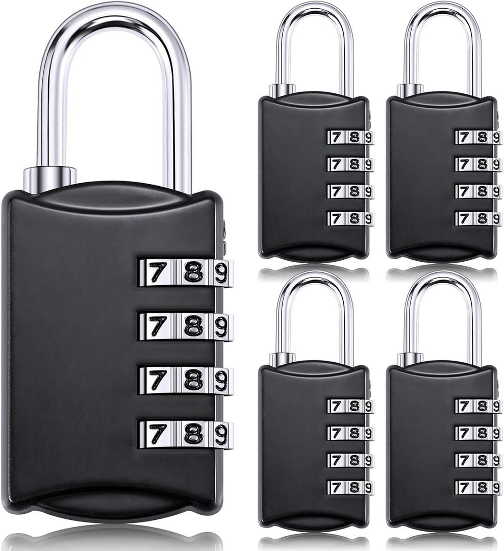 Moxweyeni 5 Pcs 4 Digit Combination Lock Small Combo Luggage Number Locks Outdoor Waterproof Padlock for Traveling Toolbox Gym Door Locker Suitcases Employee Hasp Storage
