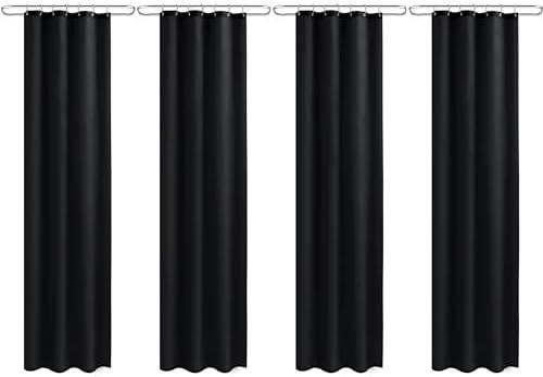 Nasitos Shower Curtain Liners 4 Pack - W36 x H72 - Washable & Water Resistant Fabric Bath Shower Liners for Narrow Stall, Stand Up Shower Stall, RV, Camper (Black, Magnets Included)