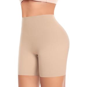 Womens Seamless Shaping Boyshorts Panties Tummy Control Underwear Slimming Shapewear Slip Shorts (X-Large, #A1 Beige(no Control))