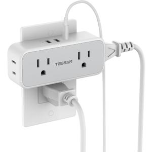 20W PD Surge Protector Outlet Extender, TESSAN Multi Plug Splitter with 4 Electrical Outlets 3 USB Ports(1 USB C), Multiple Plug Wall Expander for Home Office Dorm Room Essentials