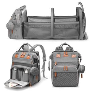 Jeryswet Baby Diaper Bags with Changing Station, Waterproof Large Capacity Diaper Bag Backpack for Moms Dads with USB Charging Port and Stroller Straps, Baby Shower Gifts, Grey (Gray)