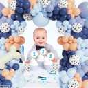 147 Pcs Blue Balloons Arch Garland Kit,Dog Paw Birthday Party Decorations, Haze Gray Nude Navy Blue Balloons with Bone Foil Balloons for Boys Girls Baby Shower Puppy Party Supplies