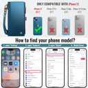 Defencase Compatible with iPhone 13 Case Wallet with RFID Blocking Card Holder for Women and Men, Fashion PU Leather Magnetic Snap Flip Zipper Strap Wallet Phone Case Fit for iPhone 13 6.1", Dark Blue