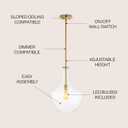 JONATHAN Y 13.25" Brass Gold/Clear Mid-Century Modern 1-Light LED Pendant Light Fixture, Adjustable Schoolhouse Hanging Lamp for Kitchen Island, Clear Glass Shade, LED Bulb Included (JYL6401C)