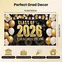 Class of 2026 Graduation Banner Black and Gold Large 71 In x 43 In Congrats Grad Banner for Outdoor/Indoor Party Decorations Happy Graduation Backdrop for 2026 Ceremony