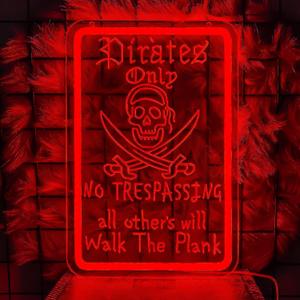 Pirate "Walk the Gangplank" Neon Sign - LED Pirate Decor, Room Decor and Unique Pirate Themed Gift for Friends (ead-Red)