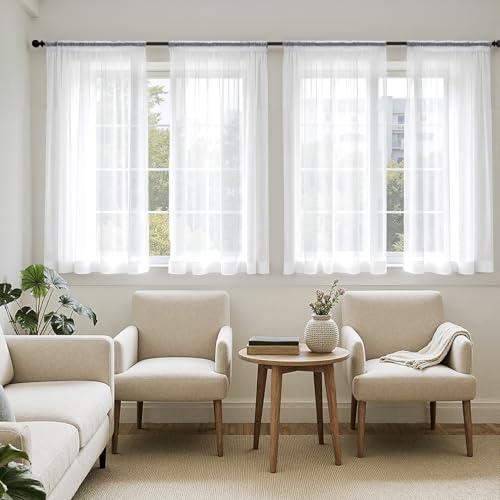 MIULEE Black Sheer Curtains 63 Inches Long, 4 Panels Set, Light Filtering Rod Pocket Voile Drapes for Living Room and Bedroom, Airy Soft Fabric Window Treatments, 42 x 63 Inches
