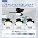 Small Ceiling Fan with Light - 26 Inch Flush Mount Ceiling Fan with Lights and Remote, Low Profile Ceiling Fans with 3 Reversible Blades, 6 Wind Speeds, Black Ceiling Fans for Bedroom