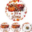 Fall Football Placemats Set of 4 Scalloped Fall Cotton Linen Placemats 13.5 Inch Autumn Football Maple Leaf Placemats Thanksgiving Table Mats for Harvest Party Home Kitchen Dining Table Decorations