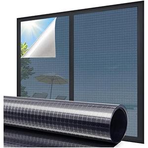 Coavas One Way Privacy Window Film Reflective Window Tint for Home,Static Cling Mirror Heat Blocking Covering See Out Not in,Anti-Uv House Daytime Privacy, Blue-Silver,17.5x78.7 in 3 Pcs