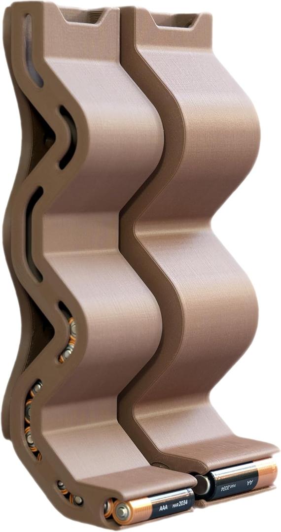AA & AAA Battery Chute Combo, Wall Mount Battery Organizer/Dispenser - Brown