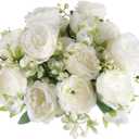 4 Bunches Peony Artificial Flowers White Flowers Silk Peonies Bouquets for Wedding Party Table Centerpieces Floral Arrangement Home Kitchen Decor