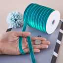 50 Yards Dark Cyan Velvet Ribbon Single Face Soft Ribbons 3/8 inch with Spool for DIY Sewing Gift Wrapping Home Party Wedding Decoration Jewelry Crafts Making