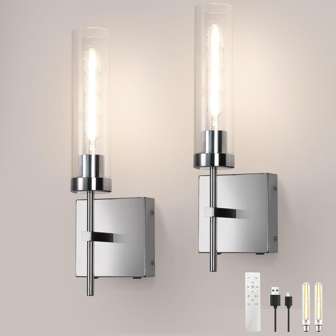 Wall Sconce,Battery Operated Wall Sconce 15000mAh Endurance 200 Hours Fast Charging Sconces Wall Decor Set of 2,Wall Sconces for Bedroom Living Room Hallway (Warm Light, Silver-3000K)