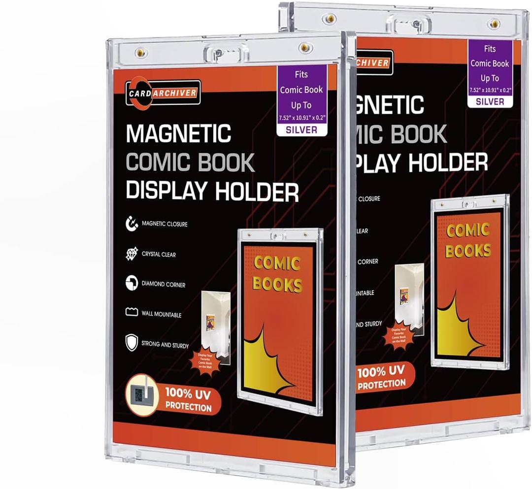 Crystal Clear One Touch-values 2ct Magnet-cases Silver Display-System, UV-protected Premium MINT-comic Slab Protectors for Wall-mounting, Paper 11x14