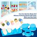 Silicone Cake Pop Mold Set, Round Cake Pop Cutter with Pusher, Tray and 50 Sticks, 15-Hole Cake Pop Holder, DIY Baking Molds Kit for Parties, Wedding, Home Desserts Making - Blue