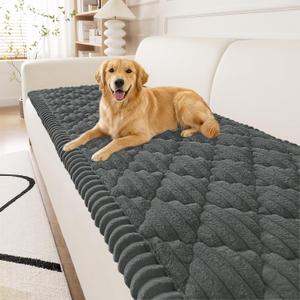 Smiry Pet Couch Covers for Dogs Washable, Non-Slip Fuzzy Couch Covers for 3 Cushion Sofa Pet Friendly, Soft Thick Furniture Protector Sofa Slipcover Mat for Dogs (Dark Grey, 27.6" x 59")