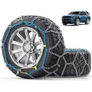 Snow-Chains Easy Install Tire-Chains, One-Pull Fit Heavy-Duty Tire Snow Chains for Pickup Trucks & SUVs Off-road, Emergency Tire Traction Car Tires 265 275 285 295 305 315 - Set of 2 (SCRV275)
