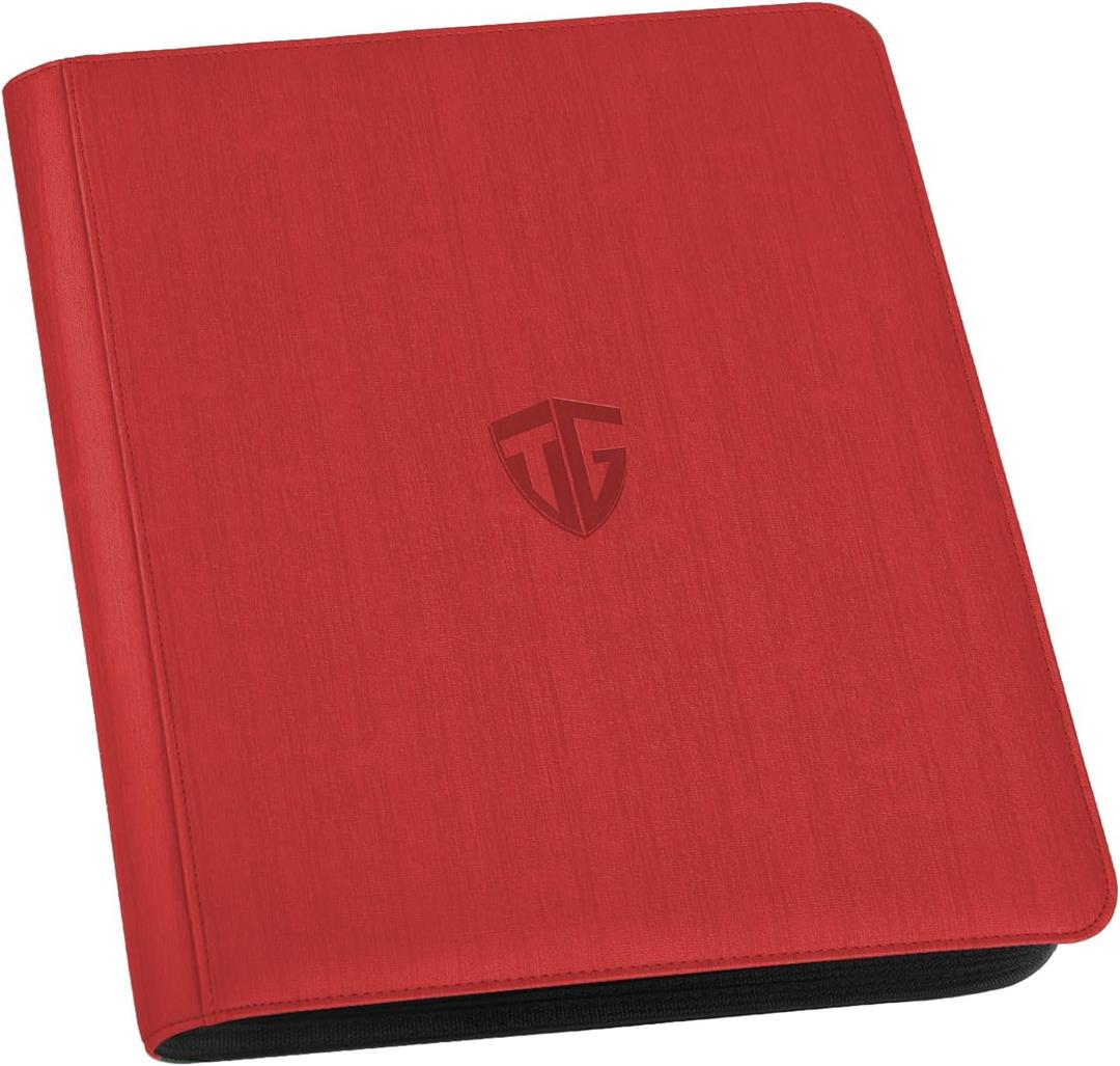 Toploader Binder,Holds 216 Toploaders,9 Pocket Top Loader Binder with Sleeves for 3"x4" Rigid Toploaders Hard Cases,Top loader Binders for TCG, MTG Card Binder, Trading Cards Binder (RED)