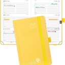 POPRUN 2026-2027 Academic Small Weekly Planner, 4" x 6.25" Purse Size Calendar, July 2026 to June 2027, Hardcover Appointment Book with Horizontal Layout, Hourly Time Slots - Light Yellow