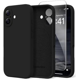 Magnetic for iPhone 16 Case, Compatible with MagSafe, [Screen Protector + Full Camera Protection], Silicone Shockproof Anti-Scratch Protective Phone Case for iPhone 16 6.1", Black