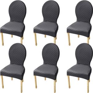 Round Back Dining Chair Cover Set of 2/4/6 Stretch Chair Cover for Dining Room Kitchen Elastic Fitting Dining Chair Covers Solid Color Dining Chairs Slipcovers Chair Protector Cover for Hotel