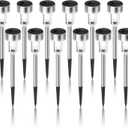 Dream Master Solar Lights Outdoor Waterproof, Stainless Steel LED Landscape Lighting, Solar Garden Lights, Outdoor Christmas Decorations for Yard, Pathway, Walkway, Patio, Lawn - 12 Pack (Cold White)