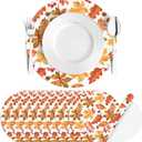 50Pcs Fall Leaves Paper Placemats Autumn Maple Leaf Dinner Mats Disposable Table Mats for Thanksgiving Harvest Party Table Setting