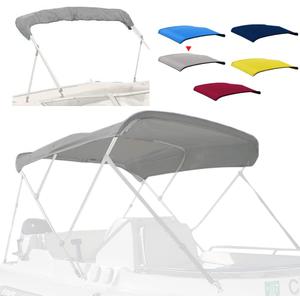 3 Bow Fade and Crack Resistant Bimini Top Replacement Cover, 600D Marine Grade Waterproof Sun Shade Boat Canopy, Easy Install Zipper Sleeves Boat Awning/Without Frame, Grey 6'L 54"-60" W (gray)