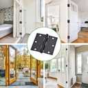 30 Pack Black Door Hinges, 3.5 x 3.5 Inch Black Hinges for Interior Doors 3 1/2 Inch Hinges for Residential Doors, Square Corners Interior Door Hinges for Standard Flat/Bedroom