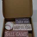 4 Pcs Baseball Decorations Rustic Baseball Wooden Signs Blocks Baseball Room Decor Baseball Tabletop Centerpieces Baseball Decor for Home Bedroom Shelf Locker Room Tiered Tray Party Decor